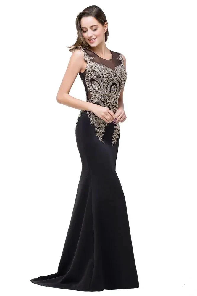 Mermaid Floor-length Chiffon Evening Dress with Appliques - Image 12