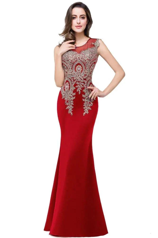 Mermaid Floor-length Chiffon Evening Dress with Appliques - Image 2