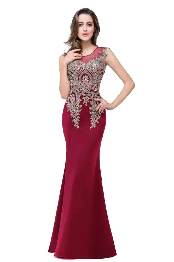 Mermaid Floor-length Chiffon Evening Dress with Appliques - Image 3