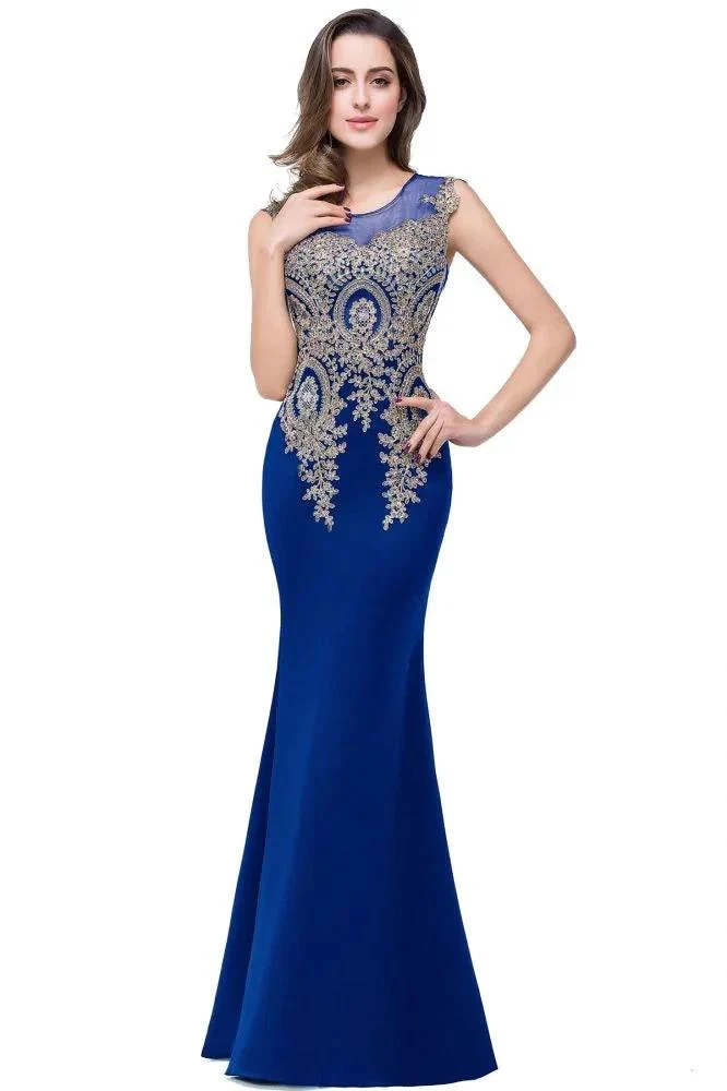 Mermaid Floor-length Chiffon Evening Dress with Appliques - Image 4