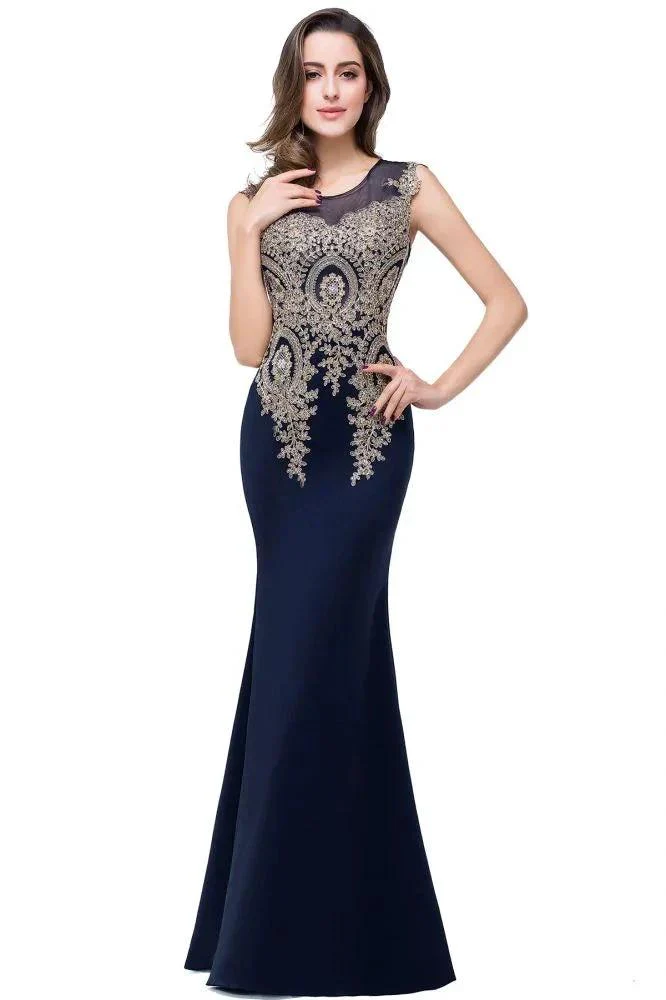 Mermaid Floor-length Chiffon Evening Dress with Appliques - Image 5
