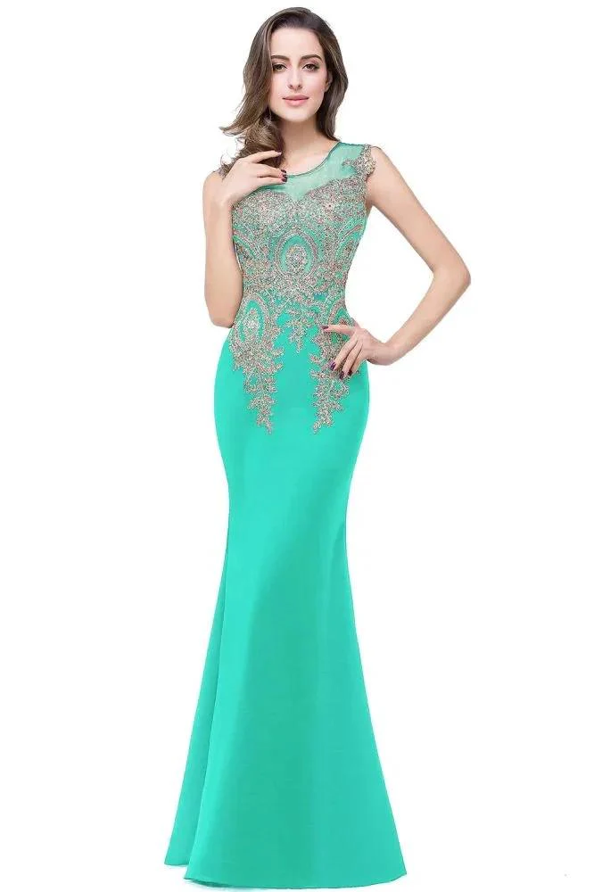 Mermaid Floor-length Chiffon Evening Dress with Appliques - Image 7