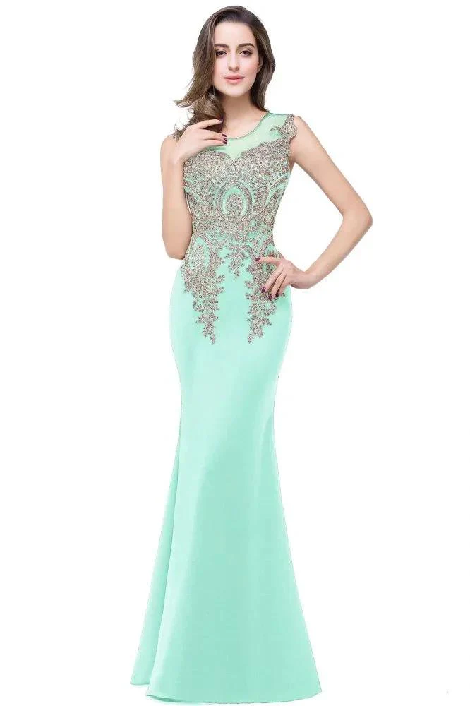 Mermaid Floor-length Chiffon Evening Dress with Appliques - Image 8