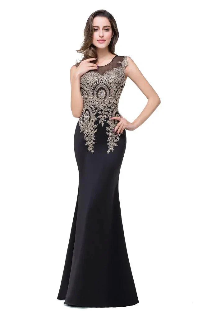 Mermaid Floor-length Chiffon Evening Dress with Appliques - Image 9