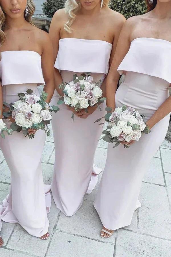 Mermaid Floor-Length Strapless Pink Bridesmaid Dress BD134 - Image 3