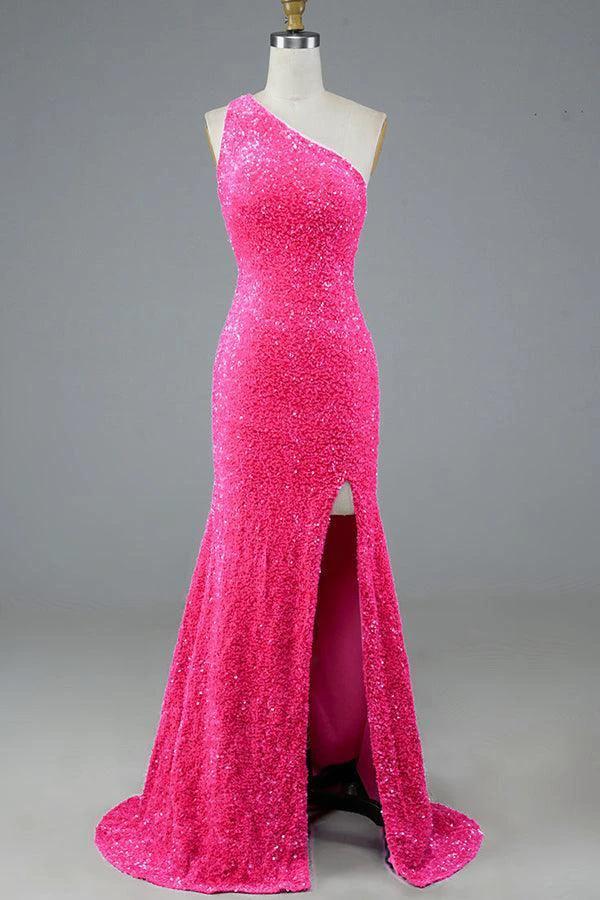 Mermaid Glitter One-Shoulder Backless Prom Dress With Sequins  PSK386 - Image 7