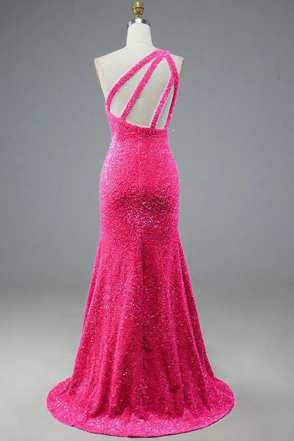 Mermaid Glitter One-Shoulder Backless Prom Dress With Sequins  PSK386 - Image 8