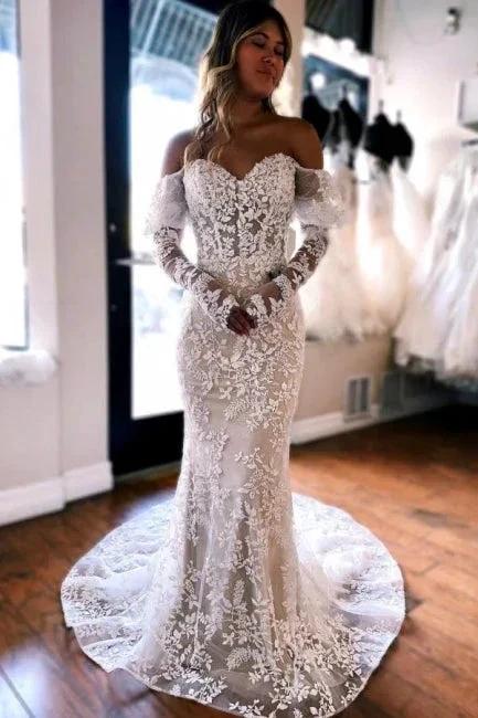 Mermaid Lace Long Sleeves Elegant Wedding Dress - Image 3