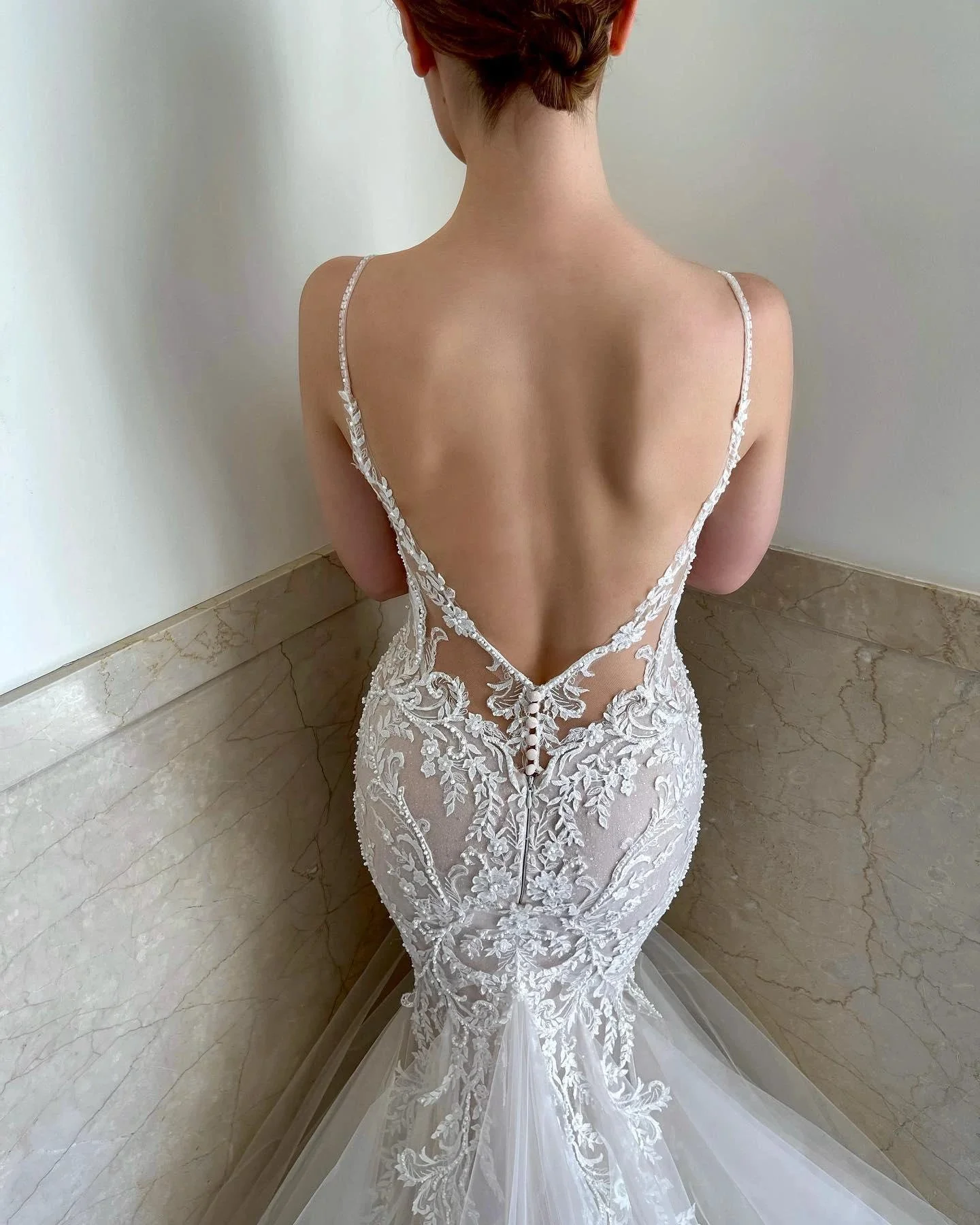 Beautiful Spaghetti-Straps Lace Wedding Dress On Sale Mermaid Dresses for Weddings - Image 2