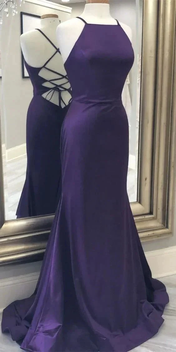Mermaid Purple Evening Dress With Lace Up Back Prom Dress Y1055 - Image 2