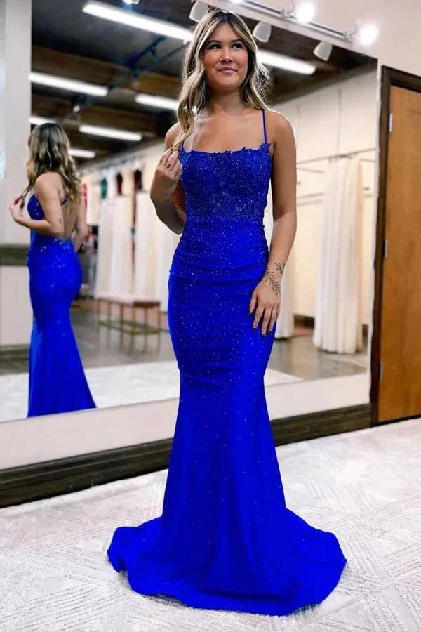 Mermaid Satin Spaghetti Straps Prom Dress Formal Dress PSK520 - Image 4