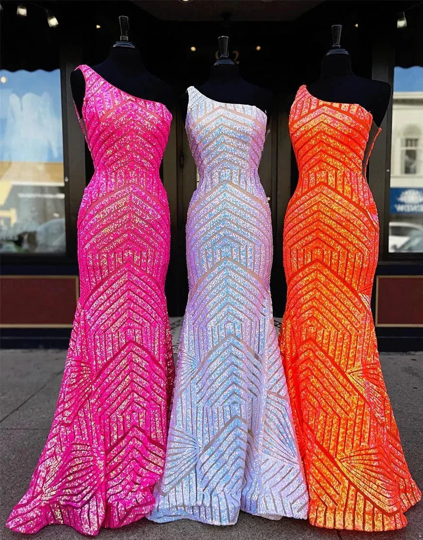 Yaretzi |Mermaid Unique One Shoulder Sequins Prom Dress - Image 9