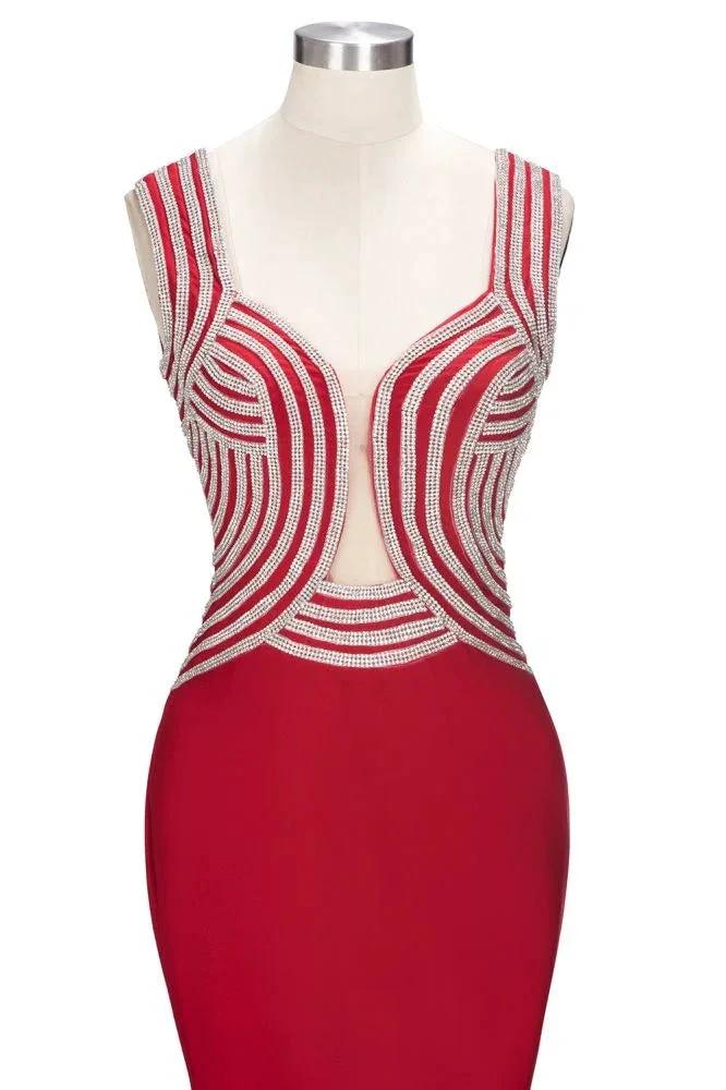 Mermaid Sleeveless Plus Size Floor Length Slit Sequins Patterns Prom Dresses - Image 6