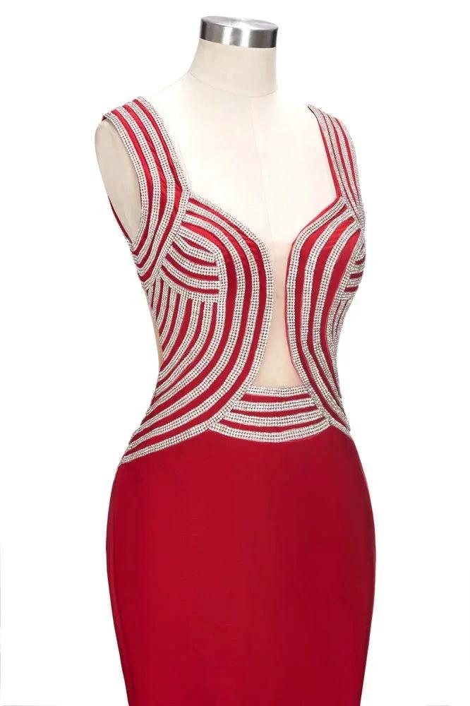 Mermaid Sleeveless Plus Size Floor Length Slit Sequins Patterns Prom Dresses - Image 7