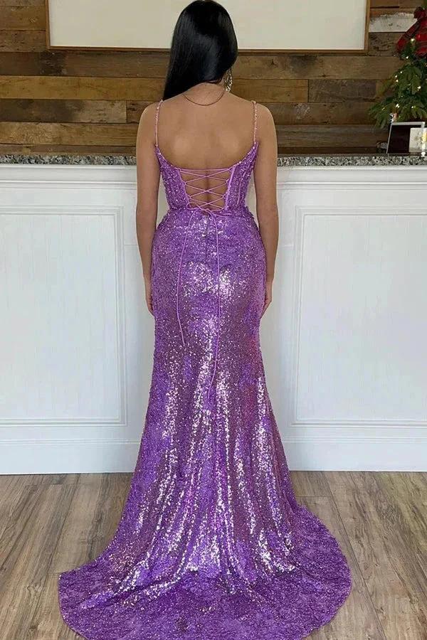 Mermaid Spaghetti Straps Appliques Red Prom Dress with Slit PSK556 - Image 7