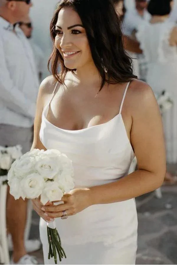 Mermaid Spaghetti Straps Backless Court Train White Wedding Dress  WD450 - Image 5