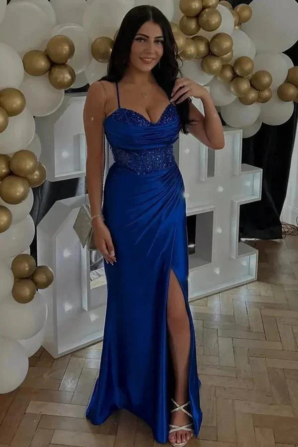 Mermaid Spaghetti Straps Corset Long Prom Dress with Slit PSK597 - Image 7