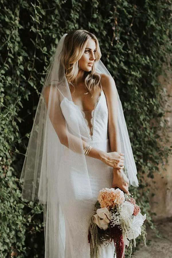 Mermaid Spaghetti Straps Low Cut Backless Lace Wedding Dress  WD310 - Image 2