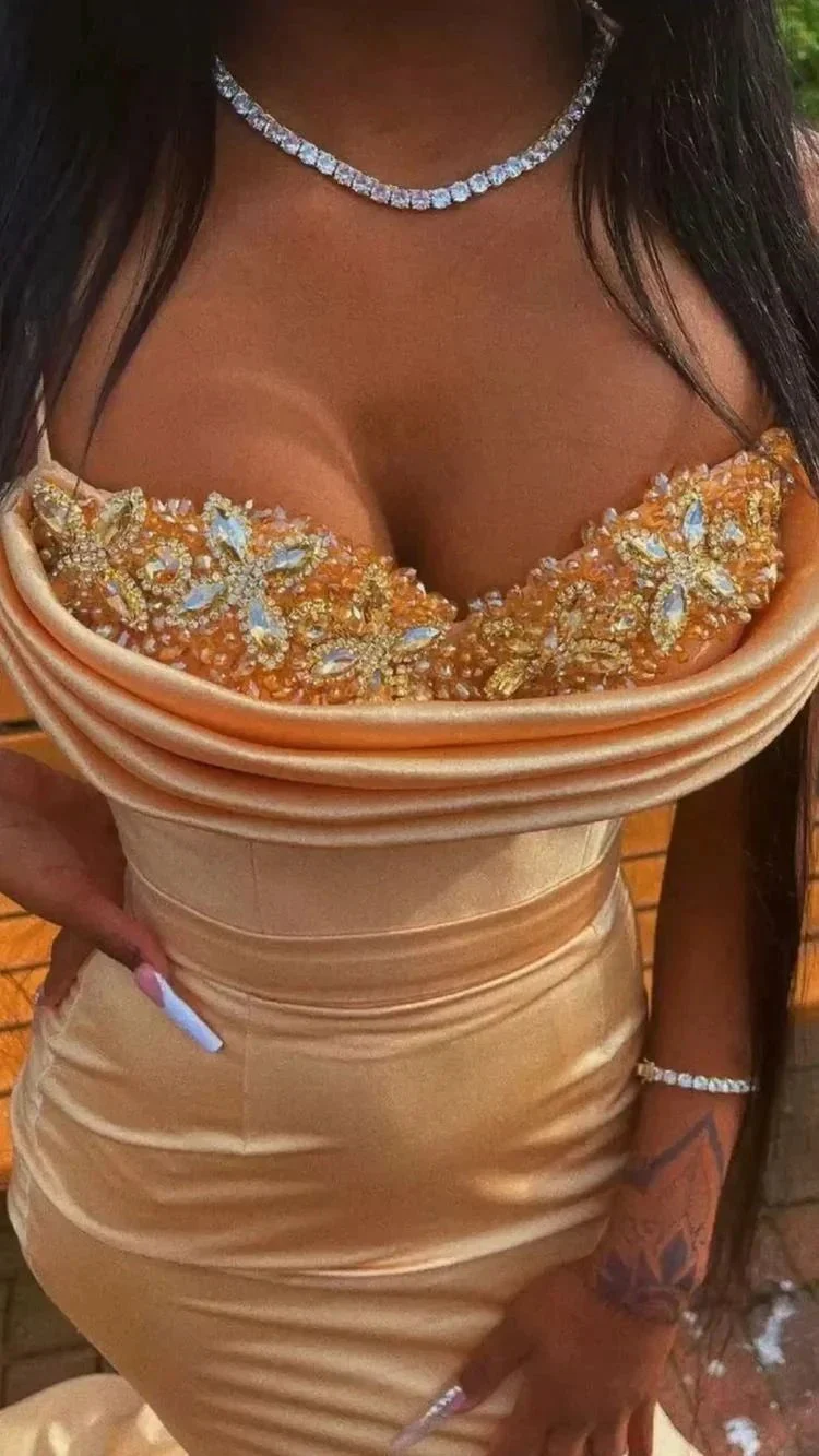 Mermaid Spaghetti Straps Prom Dress Sexy Evening Dress With Train Y544 - Image 3