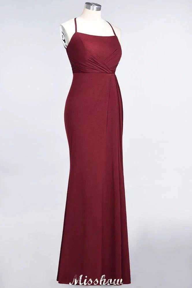 Mermaid spandex Lace Spaghetti-Straps Sleeveless Floor-Length Bridesmaid Dress - Image 3