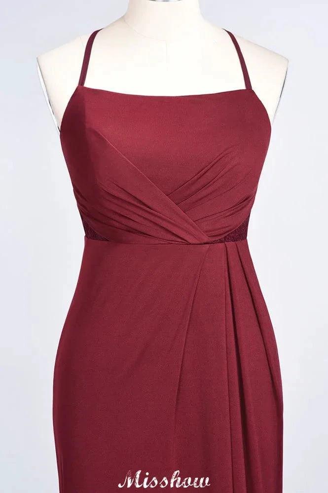 Mermaid spandex Lace Spaghetti-Straps Sleeveless Floor-Length Bridesmaid Dress - Image 4