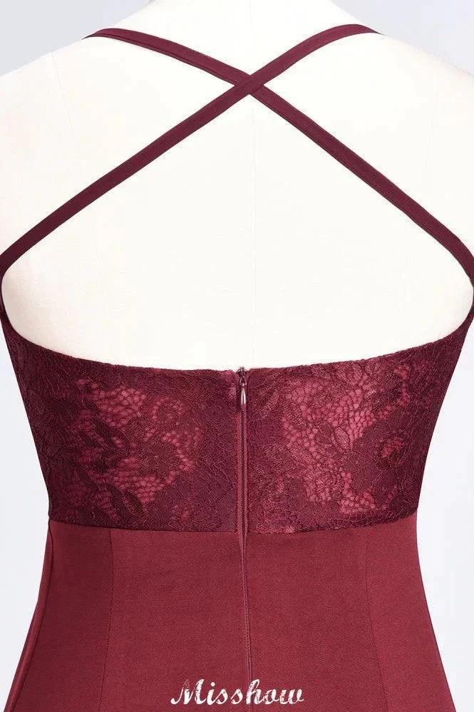 Mermaid spandex Lace Spaghetti-Straps Sleeveless Floor-Length Bridesmaid Dress - Image 5