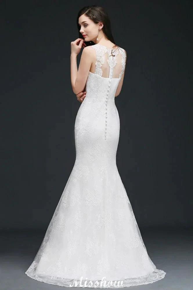 Mermaid Sweep Train Lace New Arrival Wedding Dresses with Buttons - Image 4