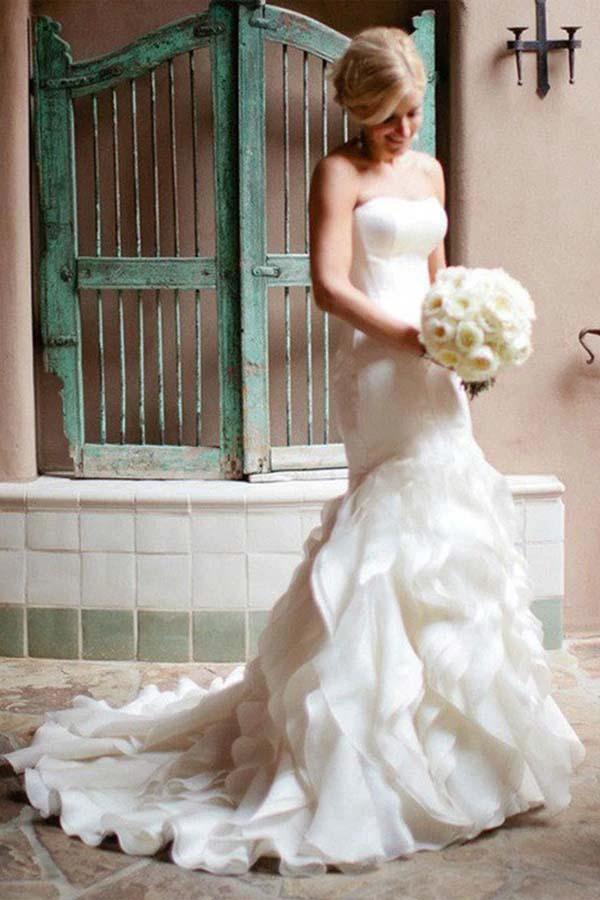 Mermaid Sweetheart Court Train Organza Wedding Dresses  WD025 - Image 2