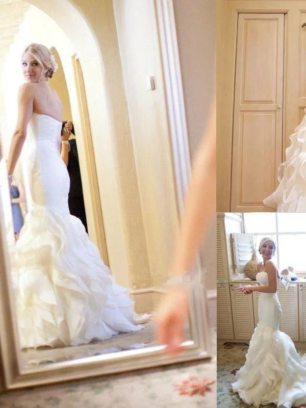 Mermaid Sweetheart Court Train Organza Wedding Dresses  WD025 - Image 3