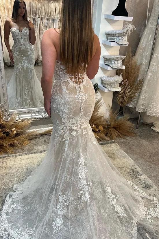 Mermaid Sweetheart Lace Appliques Elegant Wedding Dresses WD671 - Image 2