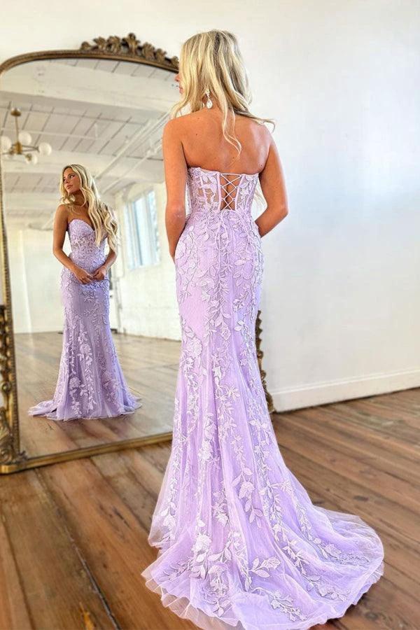 Mermaid Sweetheart Neck Lace Purple Long Prom Dress Formal Dress PSK365 - Image 3