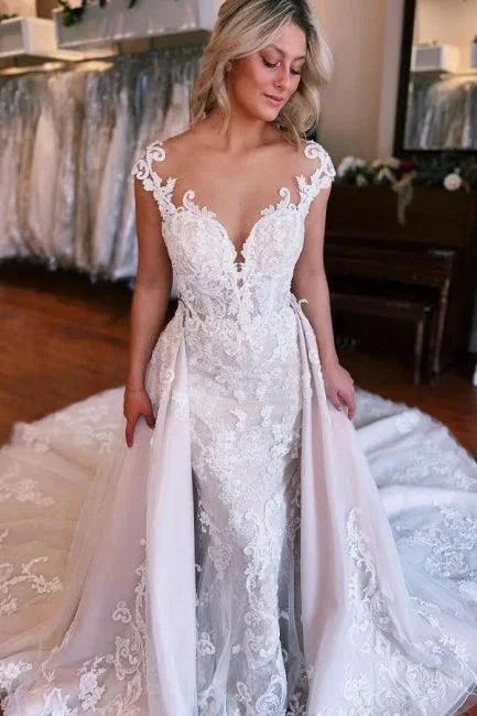 Mermaid Sweetheart Off-The-Shoulder Tulle Wedding Dresses with Lace - Image 2