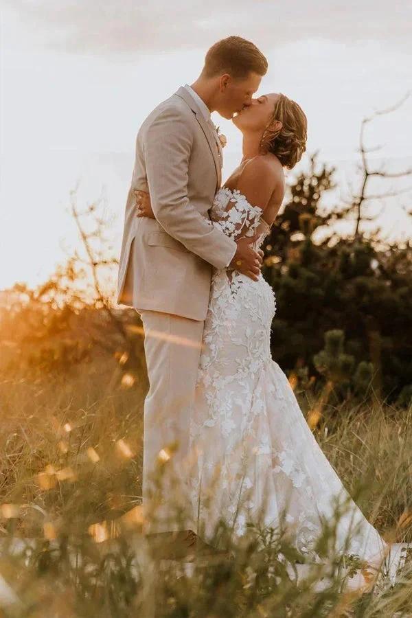 Mermaid Sweetheart Tulle Appliques Long Sleeve Wedding Dress WD726 - Image 2
