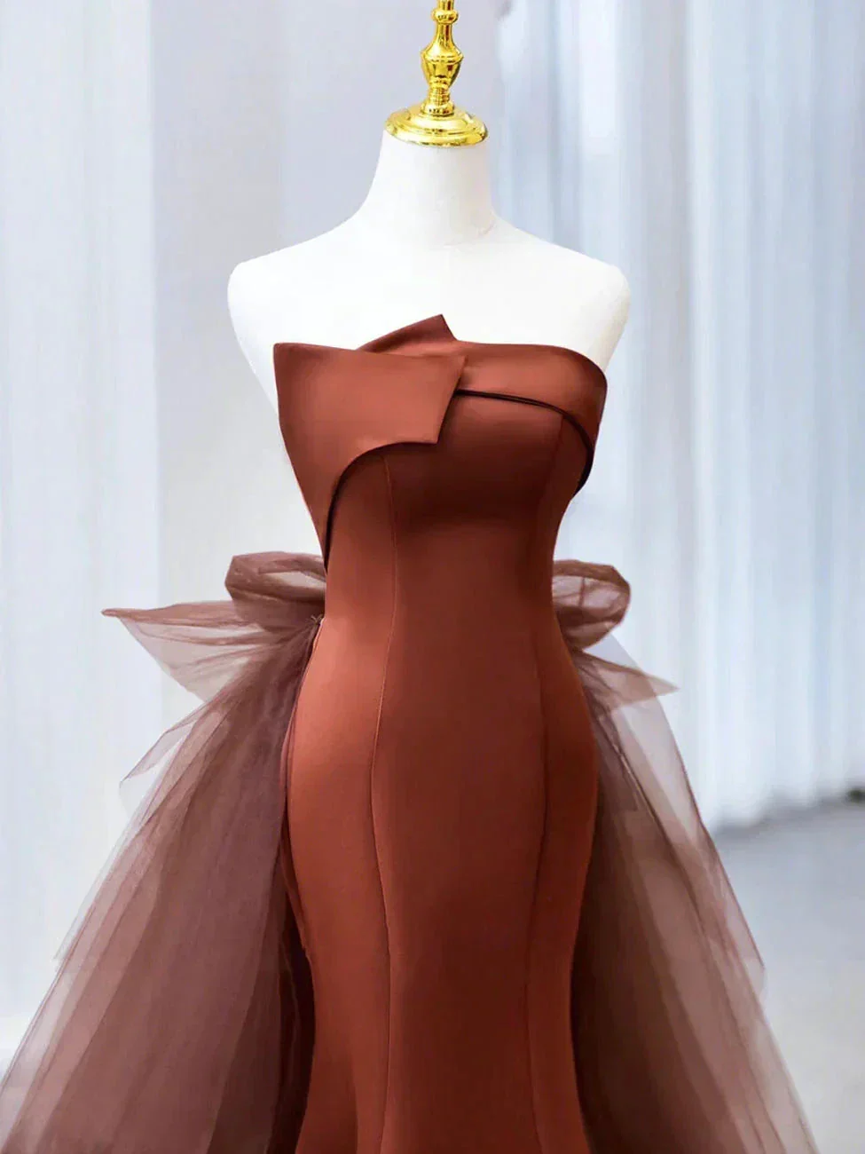 Mermaid Tulle Satin Long Prom Dress Mermaid Evening Dress Y4348 - Image 2