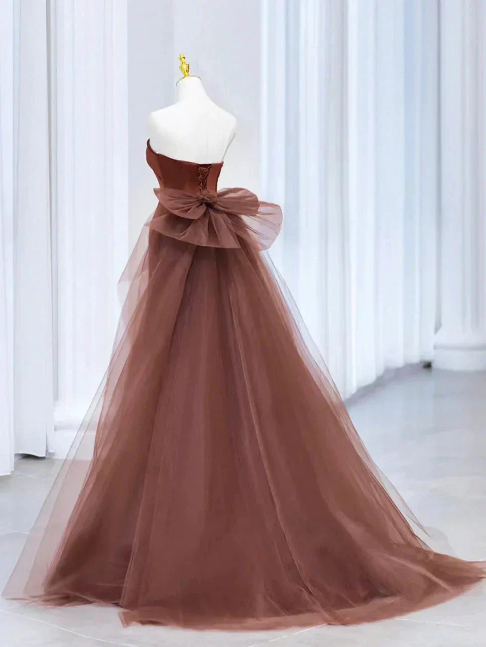 Mermaid Tulle Satin Long Prom Dress Mermaid Evening Dress Y6627 - Image 3