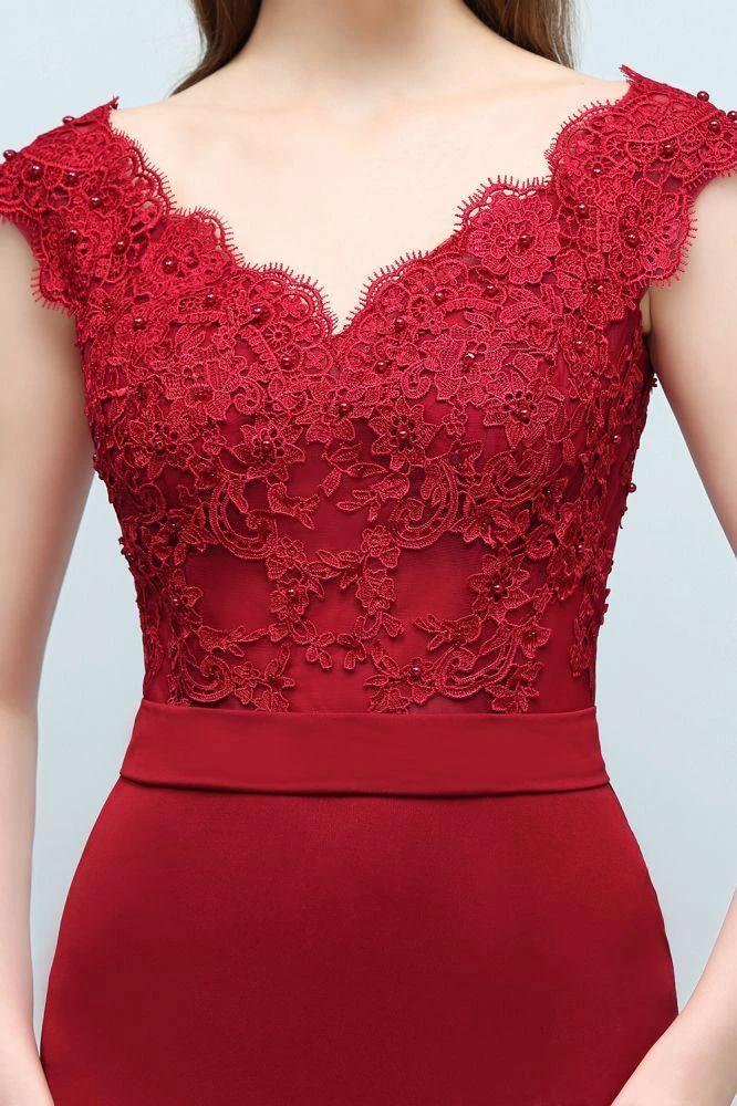 Mermaid V-neck Appliques Beads Floor Length Prom Dresses with Sash - Image 7