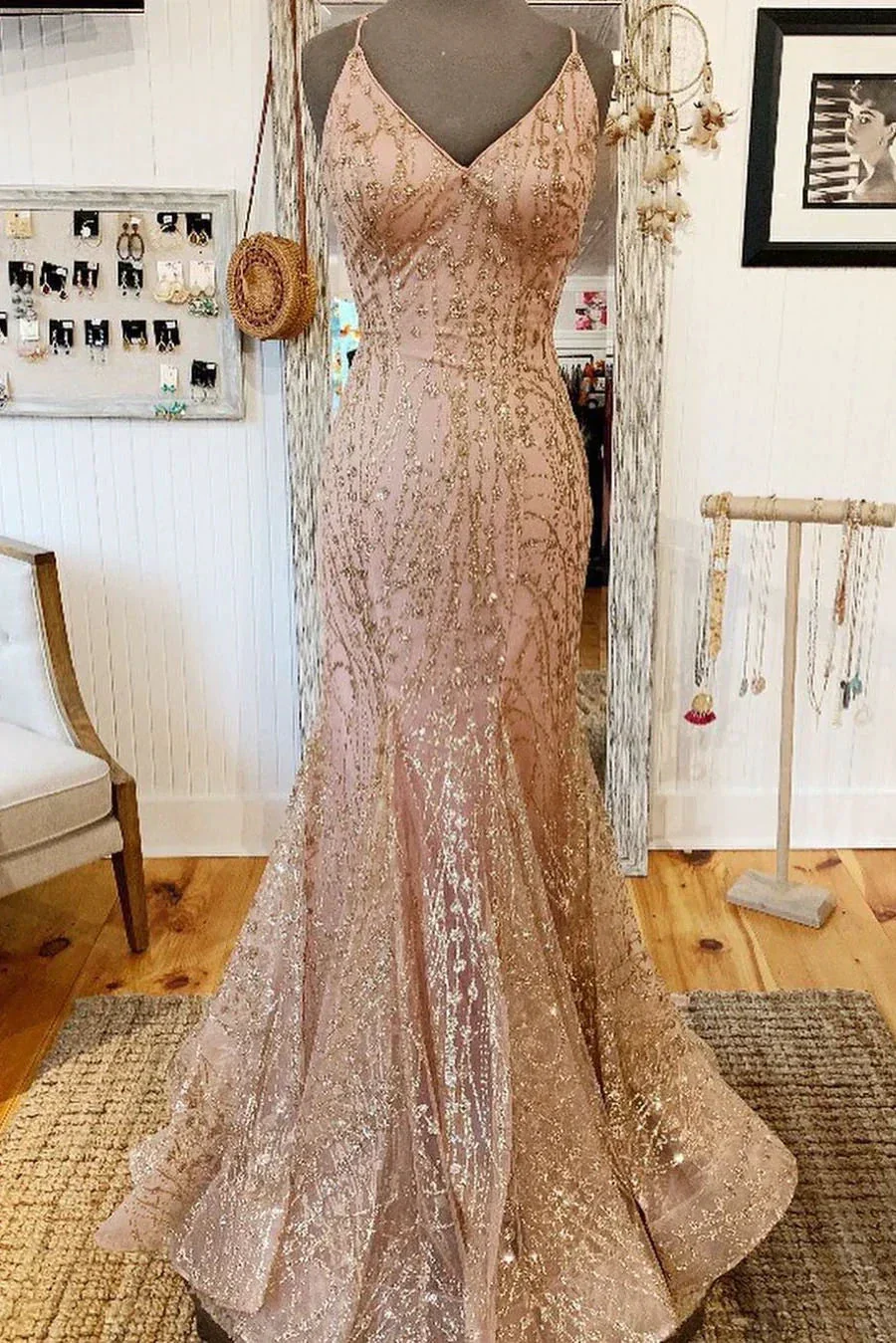 Mermaid V Neck Dark Green Prom Dress Stunning Evening Dress Y325 - Image 3