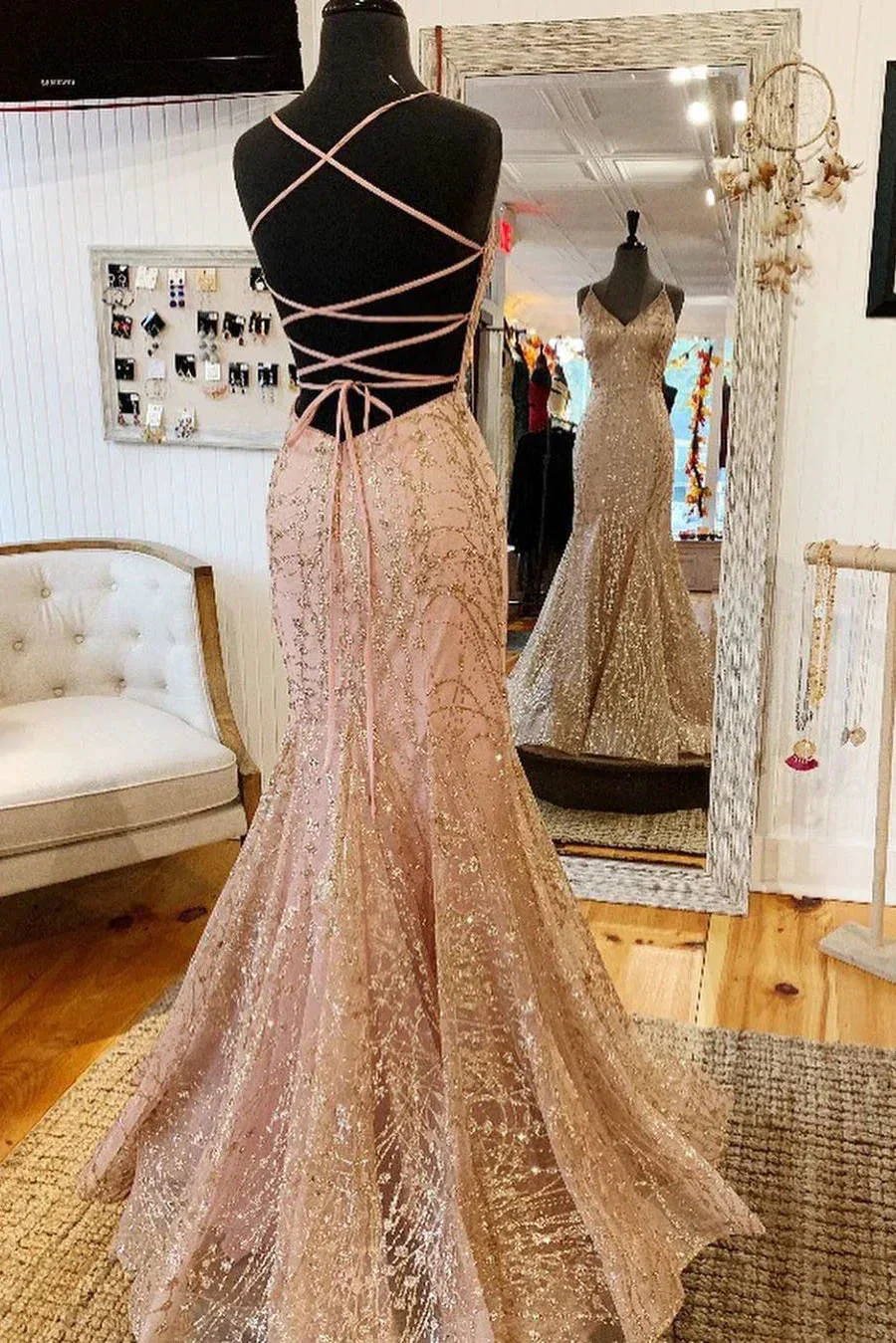 Mermaid V Neck Dark Green Prom Dress Stunning Evening Dress Y325 - Image 4