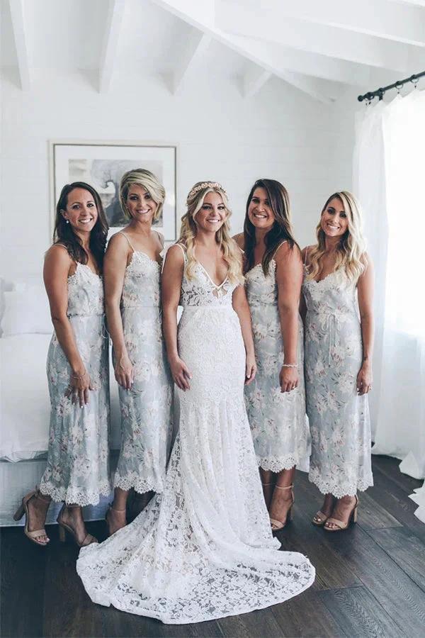 Mermaid V-neck Lace Wedding Dress With Sweep Train WD691 - Image 2