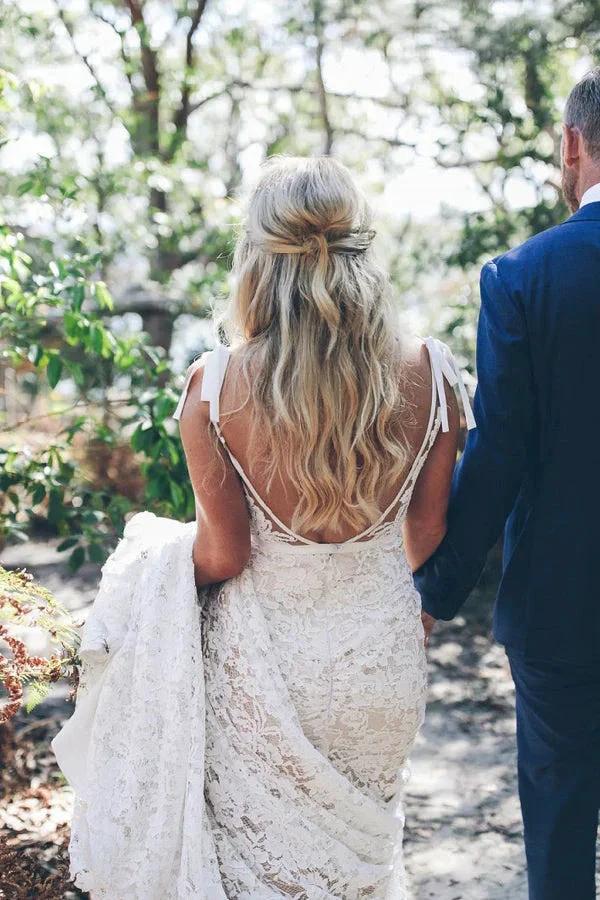 Mermaid V-neck Lace Wedding Dress With Sweep Train WD691 - Image 4