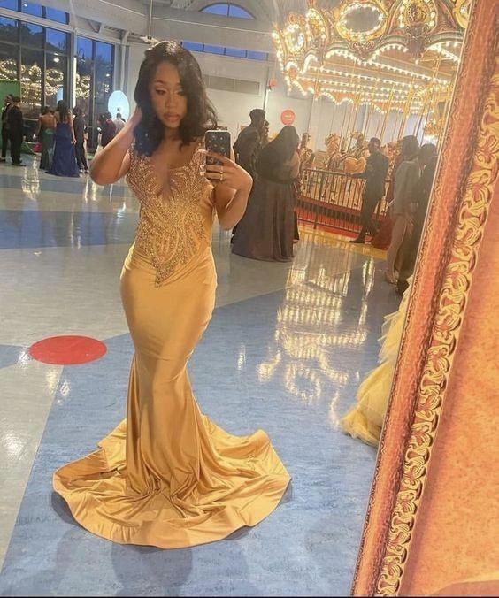 Mermaid V Neck Prom Dress Charming Evening Dress Y542 - Image 2