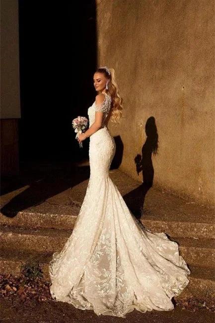 Mermaid Wedding Dress Appliques Bridal Gown With Beads - Image 2