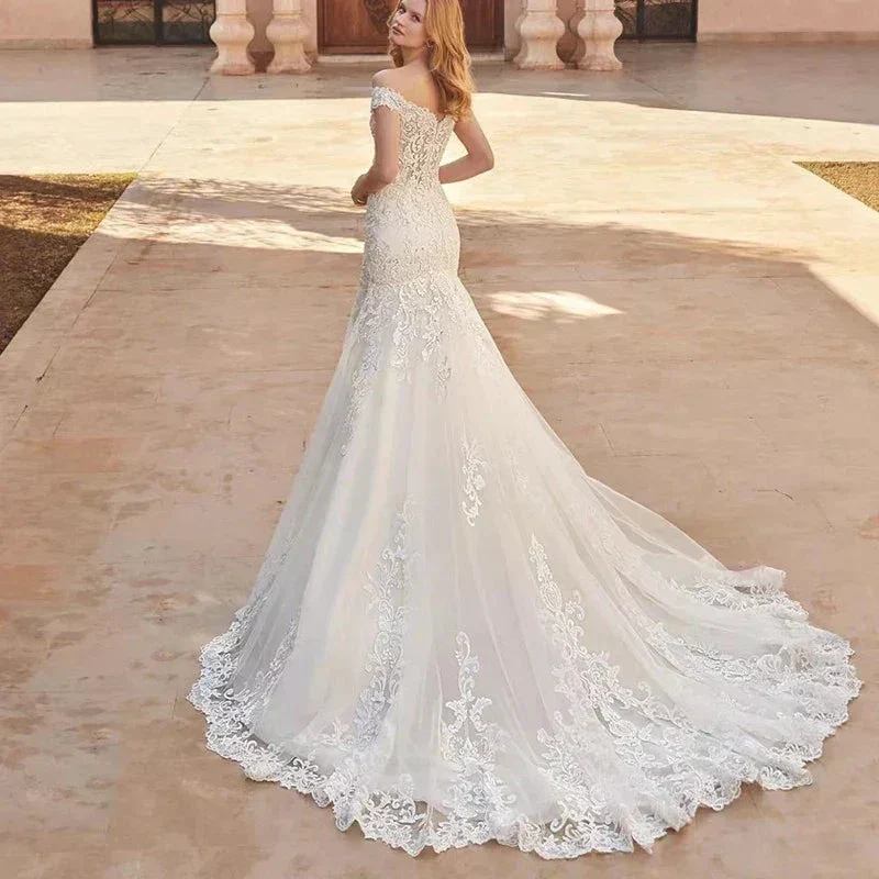 Mermaid Wedding Dress Off The Shoulder Vintage With Lace Embroidery Vestido De Noiva Sexy V-Neck Vestidos De Novia - Image 2
