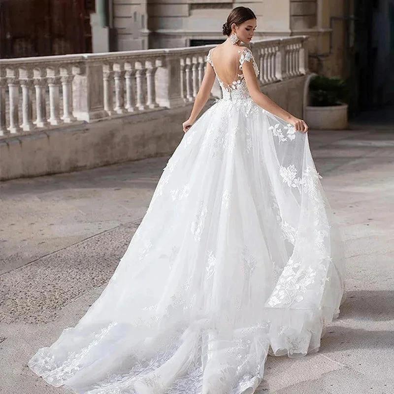 Mermaid Wedding Dresses Women Cap Sleeves Backless Lace Appliques Bridal Gown Detachable Train Vestidos De Novia - Image 2
