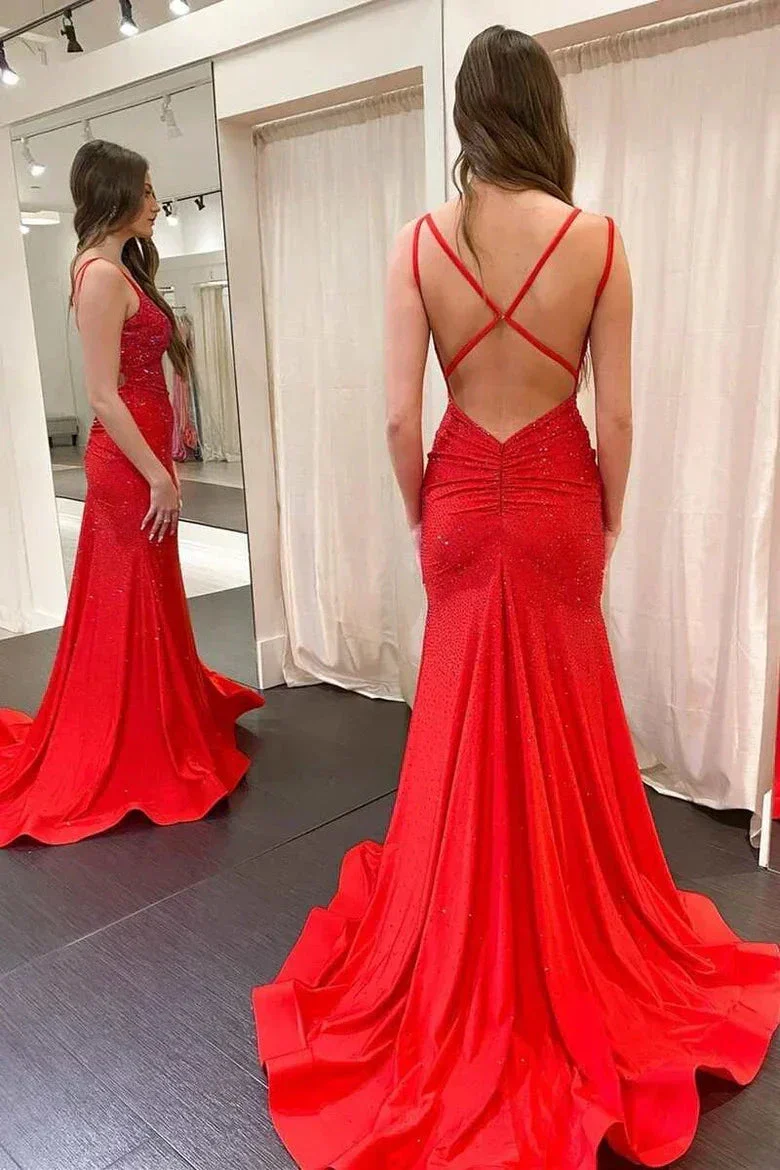 Mermaid Yellow Long Prom Dresses Backless Yellow Prom Dresses Formal Evening Dresses Y1562 - Image 8