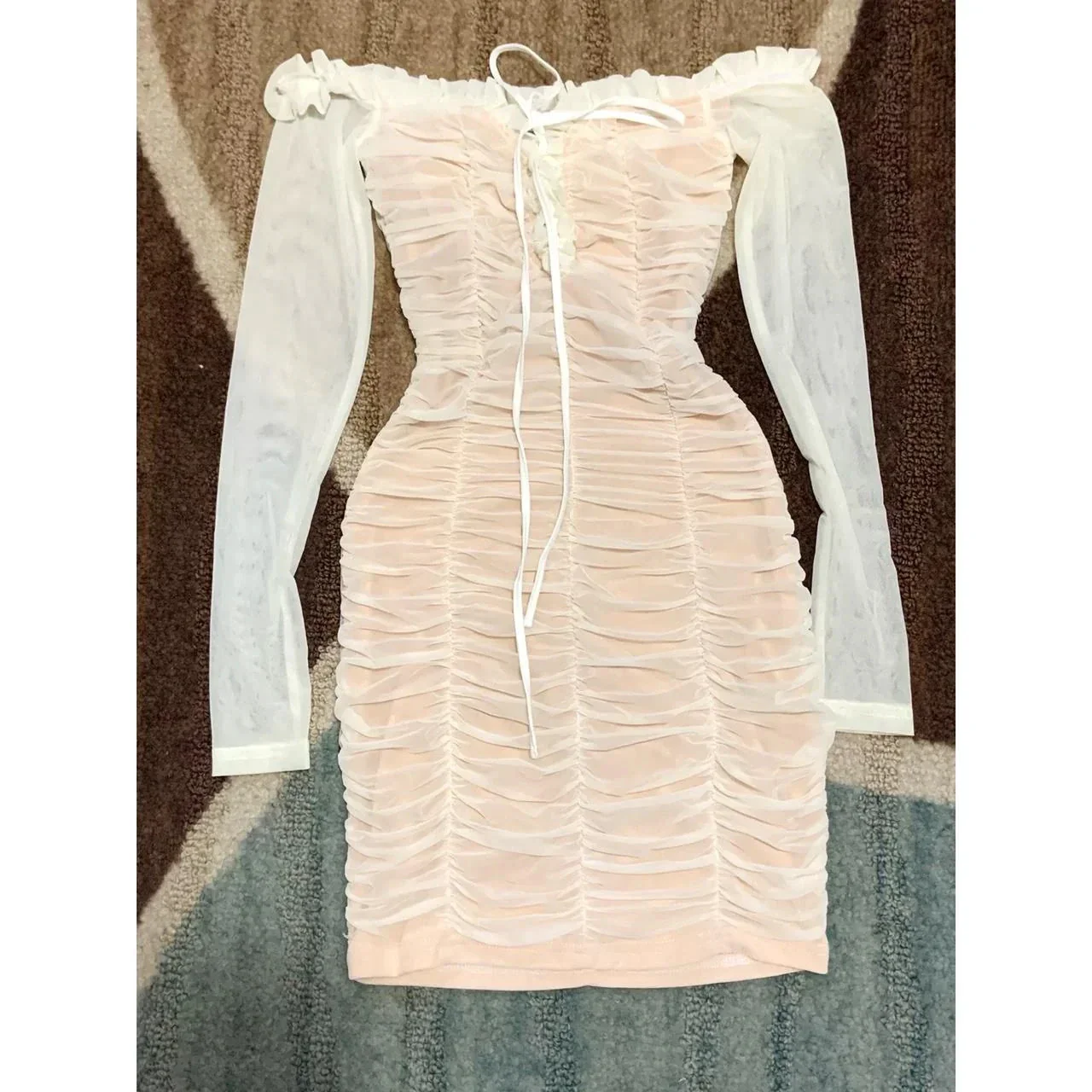 Mesh Off Shoulder Mini Dress Sexy Homecoming Dress Y2961 - Image 3