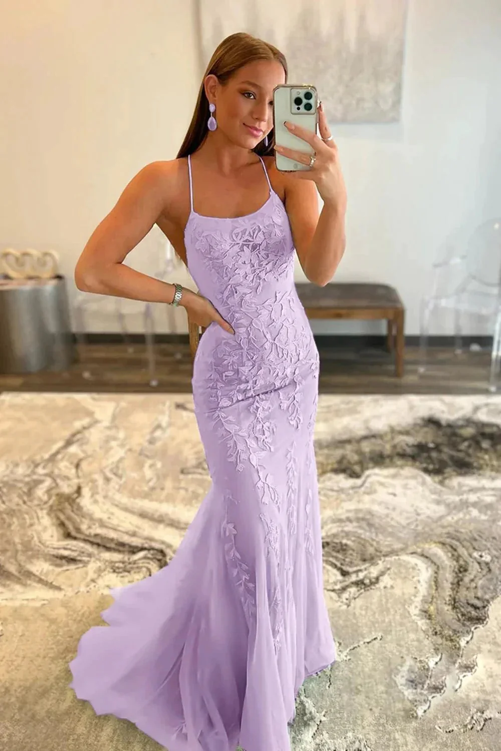Lucille |Mermaid Spaghetti Straps Lace Prom Dress - Image 10