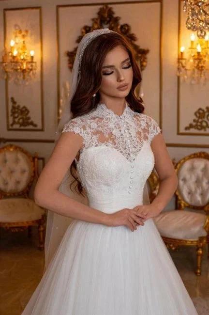 Modern Long A-line Sleeveless Wedding Dresses With Lace - Image 3