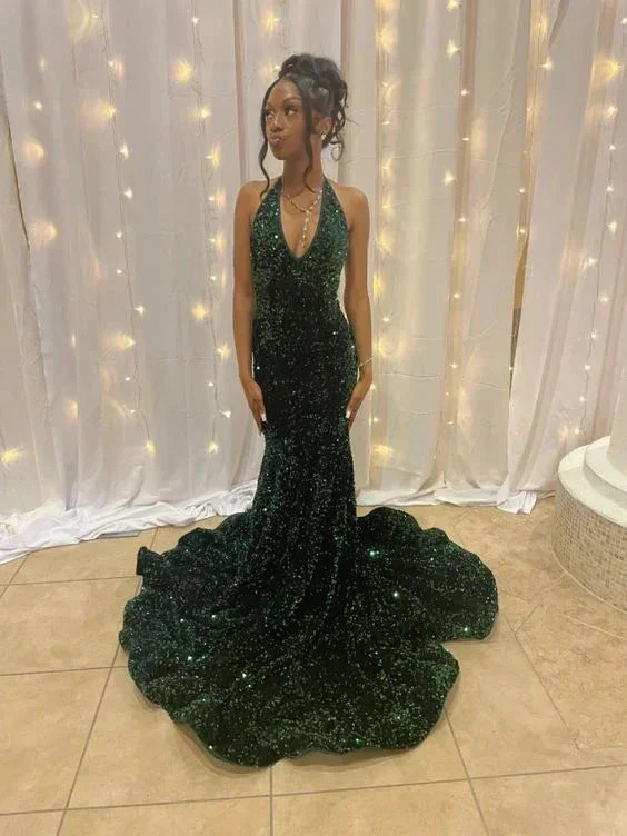 Modern Mermaid V-Neck Sequins Long Formal Evening Dress Y5913 - Image 2