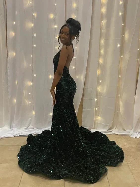 Modern Mermaid V-Neck Sequins Long Formal Evening Dress Y5913 - Image 3